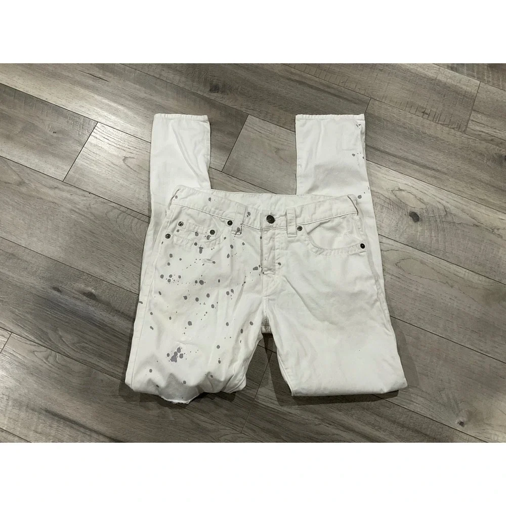 True Religion Paint Splatter Distressed Slim Jeans 32x33 pre production sample